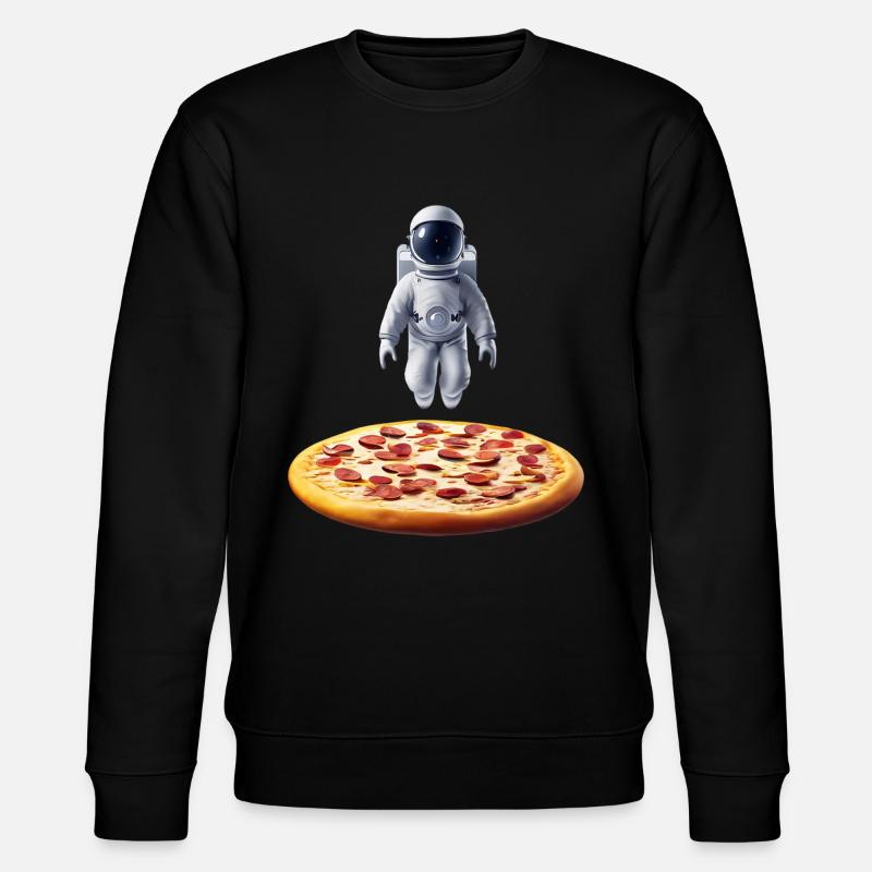 Hovering astronaut over pizza - Stanley/Stella CHANGER Unisex Organic Sweatshirt - black