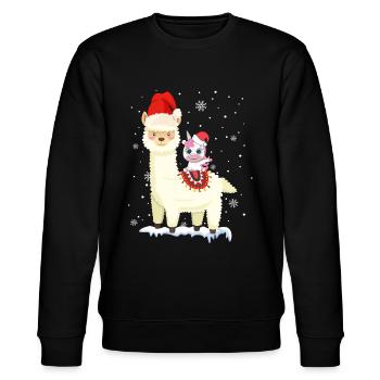Süßes Alpaka Lama Einhorn Weihnachten Mund-Schutz - Stanley/Stella Unisex Bio-Sweatshirt CHANGER  - Schwarz - Vorne - Nik (191cm) & Marisol (170cm)
