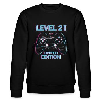 Geburtstag Level 21 Gaming Limited Edition Gamer - Stanley/Stella Unisex Bio-Sweatshirt CHANGER  - Schwarz - Vorne - Nik (191cm) & Marisol (170cm)