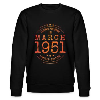 Geburtstag März 1951 Limited Edition Vintage - Stanley/Stella Unisex Bio-Sweatshirt CHANGER  - Schwarz - Vorne - Nik (191cm) & Marisol (170cm)