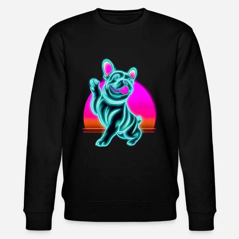 Frenchi Bulldog Synthwave Sunset - Sweat bio CHANGER Stanley/Stella Unisexe - noir