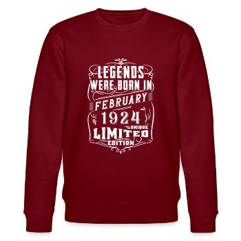 Anniversaire Février 1924 Année Edition Limitée - Sweat bio CHANGER Stanley/Stella Unisexe - bordeaux - Devant - Nik (191cm) & Marisol (170cm)