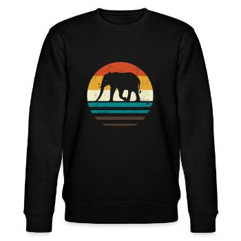 Elefant Retro - Stanley/Stella Unisex Bio-Sweatshirt CHANGER  - Schwarz - Vorne - Nik (191cm) & Marisol (170cm)