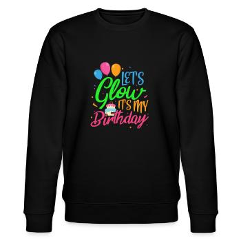 Glow Geburtstag Party Neon Birthday Geschenk - Stanley/Stella Unisex Bio-Sweatshirt CHANGER  - Schwarz - Vorne - Nik (191cm) & Marisol (170cm)