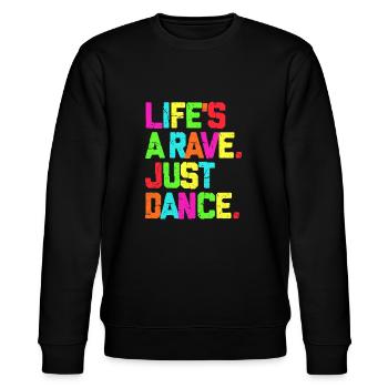 Rave Techno Glow Neon Led Party Festival GEschenk - Stanley/Stella Unisex Bio-Sweatshirt CHANGER  - Schwarz - Vorne - Nik (191cm) & Marisol (170cm)