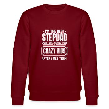 Stepfather Father Family Papa Father's Day Gift - Stanley/Stella CHANGER Unisex Organic Sweatshirt - burgundy - Front - Nik (191cm) & Marisol (170cm)