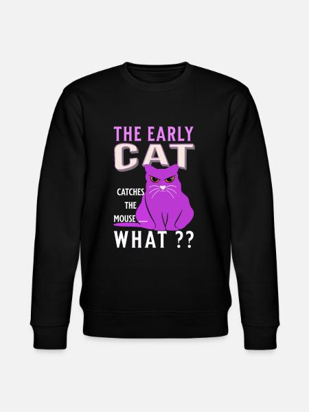 den tidiga katten fångar musen roligt kattfett - Ekologisk sweatshirt CHANGER unisex från Stanley/Stella - svart