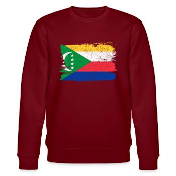 Comoros Bandiera Flag Peace Vintage - Stanley/Stella CHANGER Unisex Organic Sweatshirt - burgundy - Front - Nik (191cm) & Marisol (170cm)