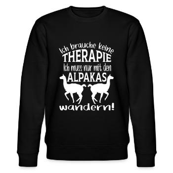 keine Therapie ich muss mit den Alpakas wandern - Stanley/Stella Unisex Bio-Sweatshirt CHANGER  - Schwarz - Vorne - Nik (191cm) & Marisol (170cm)