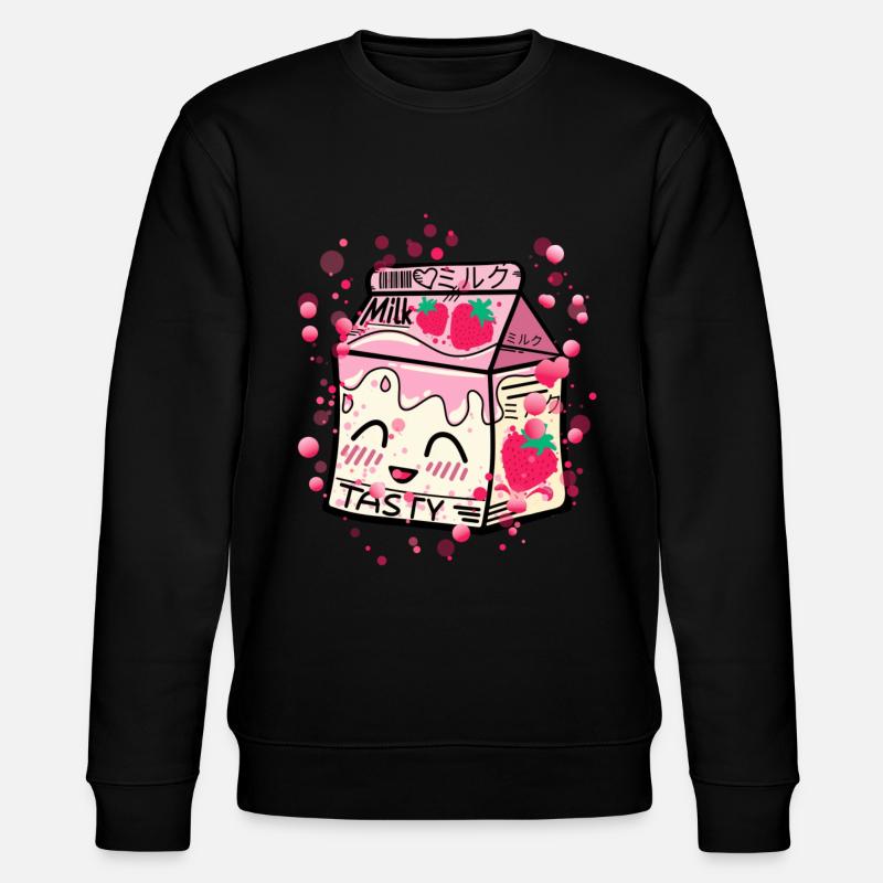 Erdbeer Milch Packung kawaii - Stanley/Stella Unisex Bio-Sweatshirt CHANGER  - Schwarz