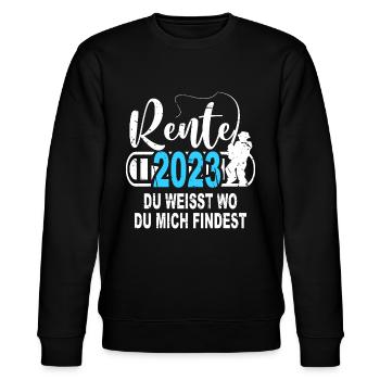 Rente Geschenk Angler Angeln Rentner Sprüche - Stanley/Stella Unisex Bio-Sweatshirt CHANGER  - Schwarz - Vorne - Nik (191cm) & Marisol (170cm)
