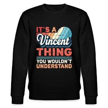 Name Vincent Geschenk - Stanley/Stella Unisex Bio-Sweatshirt CHANGER  - Schwarz - Vorne - Nik (191cm) & Marisol (170cm)