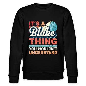 Name Blake Geschenk Geburtstag Namenstag - Stanley/Stella Unisex Bio-Sweatshirt CHANGER  - Schwarz - Vorne - Nik (191cm) & Marisol (170cm)