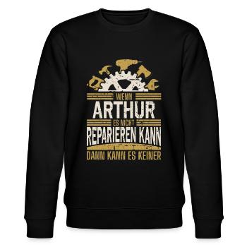 Arthur Name Geschenk Geburtstag - Stanley/Stella Unisex Bio-Sweatshirt CHANGER  - Schwarz - Vorne - Nik (191cm) & Marisol (170cm)