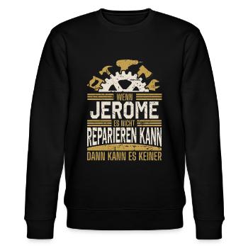 Jerome Name Geschenk Geburtstag - Stanley/Stella Unisex Bio-Sweatshirt CHANGER  - Schwarz - Vorne - Nik (191cm) & Marisol (170cm)
