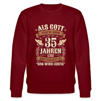 35 Geschenk Geburtstag Jahre Lustig Spruch - Stanley/Stella Unisex Bio-Sweatshirt CHANGER  - Burgunderrot - Vorne - Nik (191cm) & Marisol (170cm)