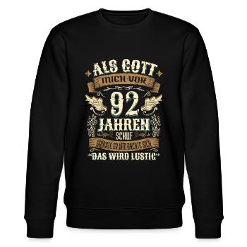 92 Geschenk Geburtstag Jahre Lustig Spruch - Stanley/Stella Unisex Bio-Sweatshirt CHANGER  - Schwarz - Vorne - Nik (191cm) & Marisol (170cm)