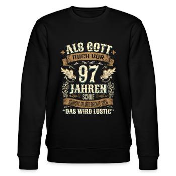 97 Geschenk Geburtstag Jahre Lustig Spruch - Stanley/Stella Unisex Bio-Sweatshirt CHANGER  - Schwarz - Vorne - Nik (191cm) & Marisol (170cm)