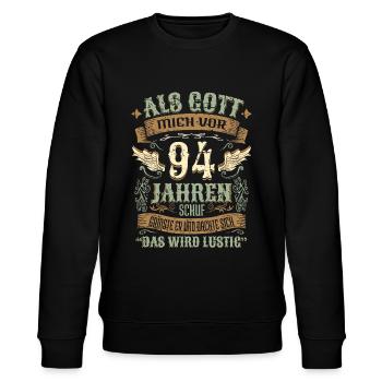 94 Geburtstag Geschenk Jahre Geburtstagsgeschenk - Stanley/Stella Unisex Bio-Sweatshirt CHANGER  - Schwarz - Vorne - Nik (191cm) & Marisol (170cm)