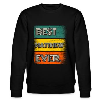 Matthew Name Geschenk Spruch Lustig - Stanley/Stella Unisex Bio-Sweatshirt CHANGER  - Schwarz - Vorne - Nik (191cm) & Marisol (170cm)
