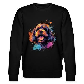 Cavapoo Dog Gift Saying - Stanley/Stella CHANGER Unisex Organic Sweatshirt - black - Front - Nik (191cm) & Marisol (170cm)