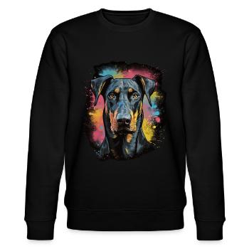 Dobermann Hund Geschenk Spruch - Stanley/Stella Unisex Bio-Sweatshirt CHANGER  - Schwarz - Vorne - Nik (191cm) & Marisol (170cm)