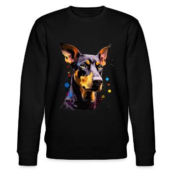 Dobermann Hund Geschenk Spruch - Stanley/Stella Unisex Bio-Sweatshirt CHANGER  - Schwarz - Vorne - Nik (191cm) & Marisol (170cm)