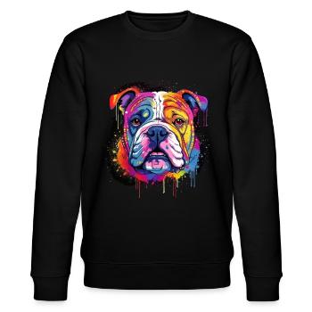 Englische Bulldogge Hund Geschenk Spruch - Stanley/Stella Unisex Bio-Sweatshirt CHANGER  - Schwarz - Vorne - Nik (191cm) & Marisol (170cm)