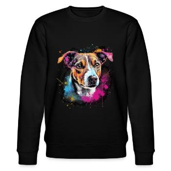 Jack Russel Hund Geschenk Spruch - Stanley/Stella Unisex Bio-Sweatshirt CHANGER  - Schwarz - Vorne - Nik (191cm) & Marisol (170cm)