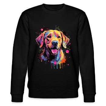 Labrador Hund Geschenk Spruch - Stanley/Stella Unisex Bio-Sweatshirt CHANGER  - Schwarz - Vorne - Nik (191cm) & Marisol (170cm)