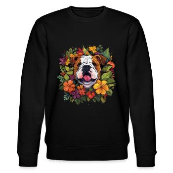 Englische Bulldogge Hund Geschenk - Stanley/Stella Unisex Bio-Sweatshirt CHANGER  - Schwarz - Vorne - Nik (191cm) & Marisol (170cm)
