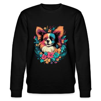 Papillon Hund Geschenk - Stanley/Stella Unisex Bio-Sweatshirt CHANGER  - Schwarz - Vorne - Nik (191cm) & Marisol (170cm)