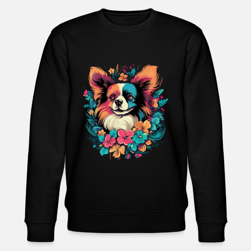 Papillon Dog Gift - Stanley/Stella CHANGER Unisex Organic Sweatshirt - black