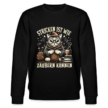 Stricken Strickerin Geschenk Wolle Geburtstag - Stanley/Stella Unisex Bio-Sweatshirt CHANGER  - Schwarz - Vorne - Nik (191cm) & Marisol (170cm)