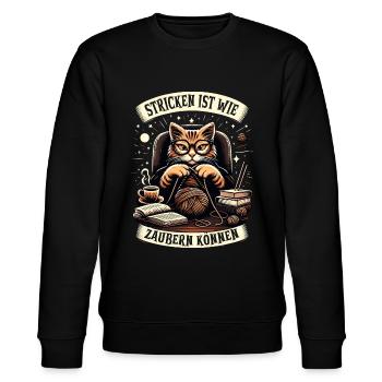 Stricken Strickerin Geschenk Wolle Geburtstag - Stanley/Stella Unisex Bio-Sweatshirt CHANGER  - Schwarz - Vorne - Nik (191cm) & Marisol (170cm)