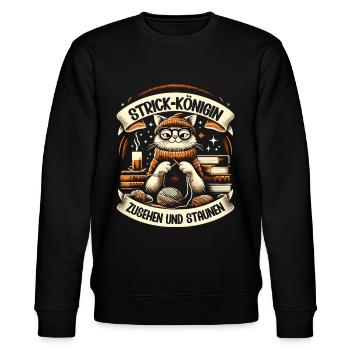 Stricken Strickerin Geschenk Wolle Geburtstag - Stanley/Stella Unisex Bio-Sweatshirt CHANGER  - Schwarz - Vorne - Nik (191cm) & Marisol (170cm)