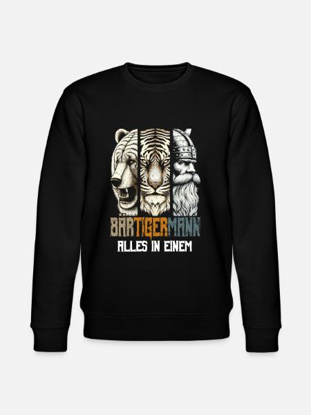 Bärtigermann Bär Tiger Mann Geschenk Bart Sprüche - Stanley/Stella Unisex Bio-Sweatshirt CHANGER  - Schwarz