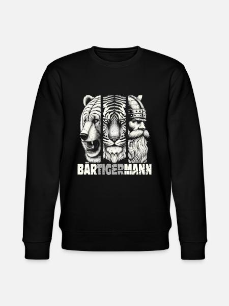 Bärtigermann Bär Tiger Mann Geschenk Bart Sprüche - Stanley/Stella Unisex Bio-Sweatshirt CHANGER - Schwarz