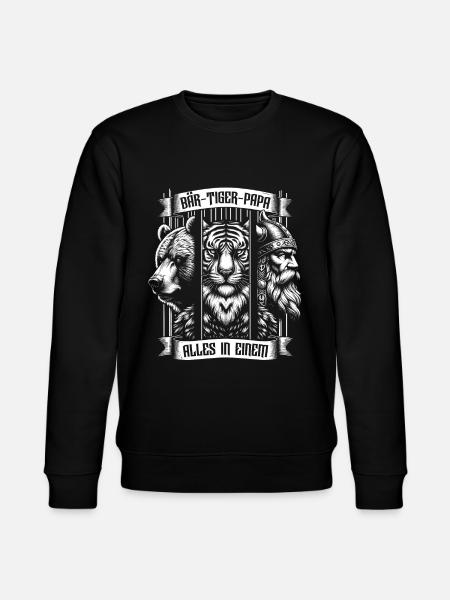 Bärtigerpapa Bär Tiger Mann Geschenk Bart Sprüche - Stanley/Stella Unisex Bio-Sweatshirt CHANGER  - Schwarz