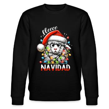 Fleece Navidad Christmas Gift Funny Sayings - Stanley/Stella CHANGER Unisex Organic Sweatshirt - black - Front - Nik (191cm) & Marisol (170cm)