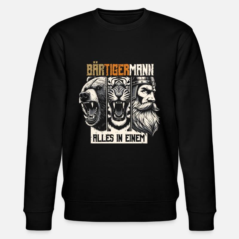 Bärtigermann Bär Tiger Mann Geschenk Bart Sprüche - Stanley/Stella Unisex Bio-Sweatshirt CHANGER - Schwarz