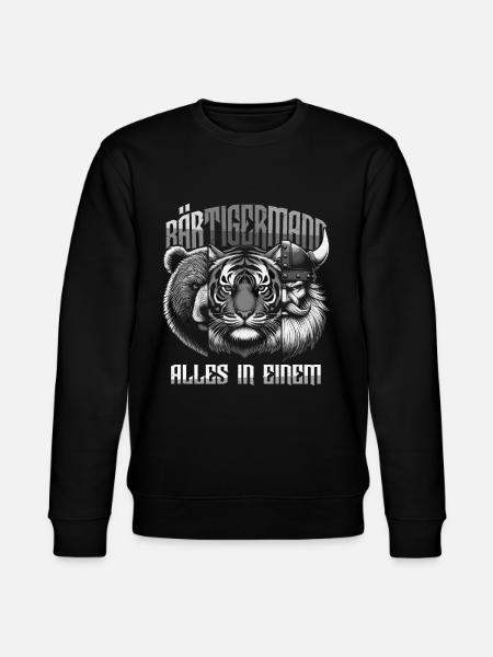 Bärtigermann Bär Tiger Mann Geschenk Bart Sprüche - Stanley/Stella Unisex Bio-Sweatshirt CHANGER  - Schwarz