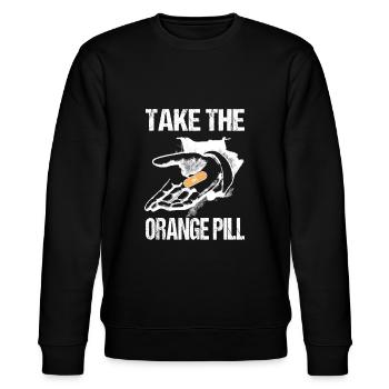Bitcoin prend la pilule orange - Sweat bio CHANGER Stanley/Stella Unisexe - noir - Devant - Nik (191cm) & Marisol (170cm)