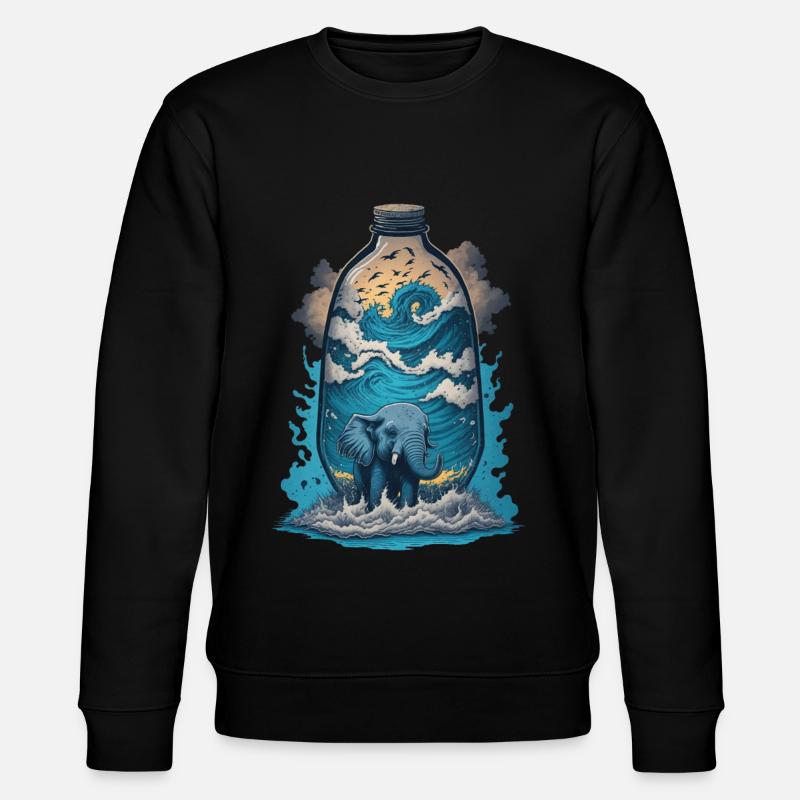 Elephant In Bottle - Stanley/Stella CHANGER Unisex Organic Sweatshirt - black
