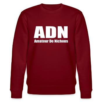 ADN Amateur De Nichons acronyme drôle beauf - Sweat bio CHANGER Stanley/Stella Unisexe - bordeaux - Devant - Nik (191cm) & Marisol (170cm)