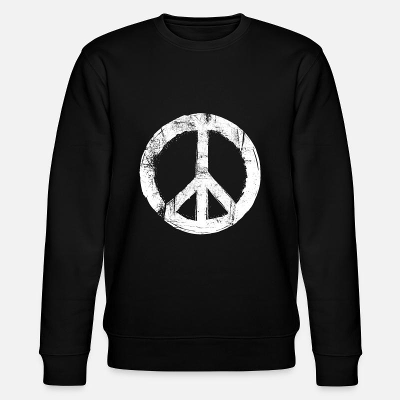 Retro Design Friedenszeichen Peace Zeichen - Stanley/Stella Unisex Bio-Sweatshirt CHANGER  - Schwarz