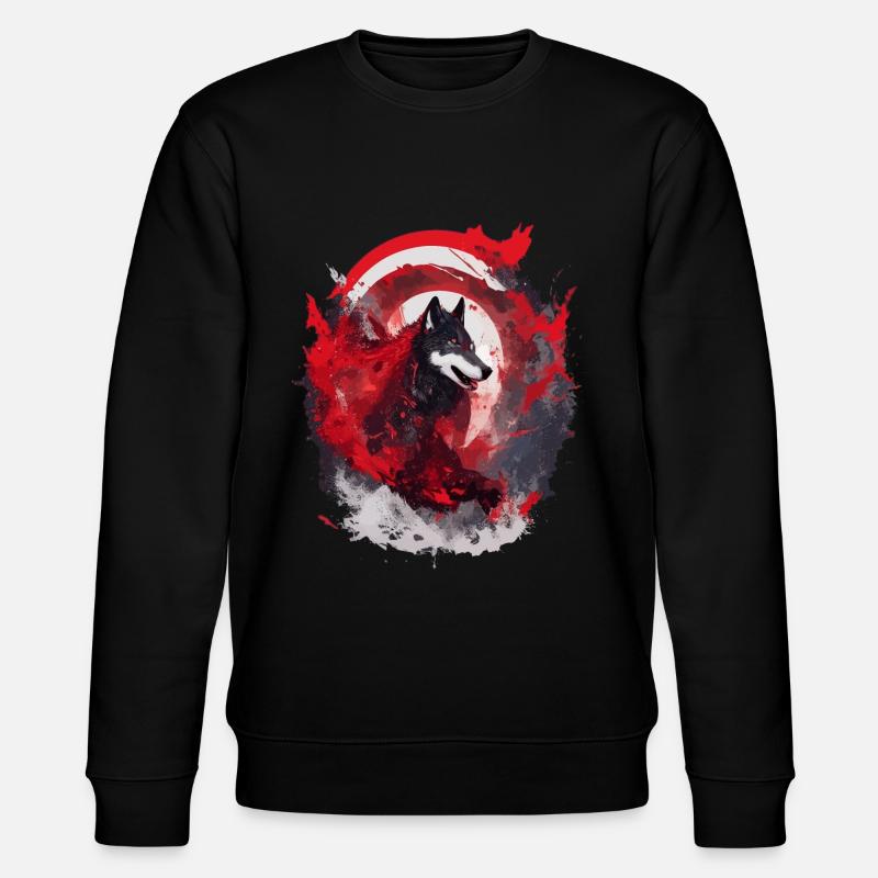 Wolfsblut Japan Wolfs Kunst - Stanley/Stella Unisex Bio-Sweatshirt CHANGER  - Schwarz