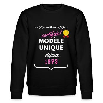 certifiée unique 1973 femme - Sweat bio CHANGER Stanley/Stella Unisexe - noir - Devant - Nik (191cm) & Marisol (170cm)