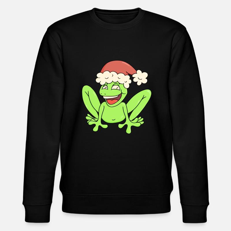 Fröhlicher Weihnachtsfrosch - Stanley/Stella Unisex Bio-Sweatshirt CHANGER  - Schwarz