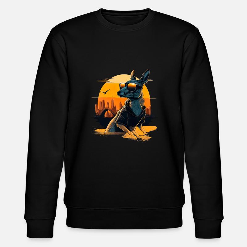 Cooles Känguru mit Sonnenbrille - Stanley/Stella Unisex Bio-Sweatshirt CHANGER  - Schwarz